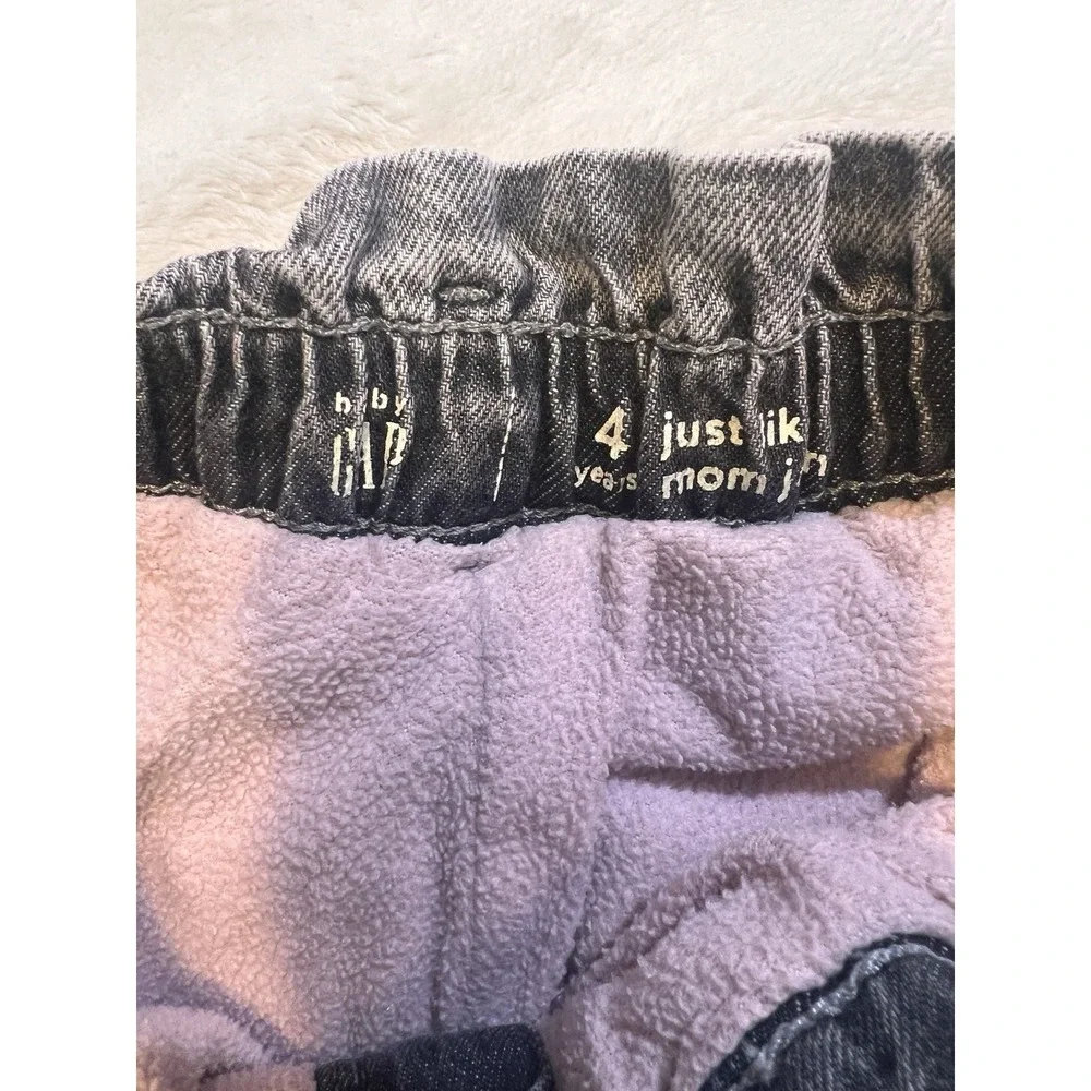 baby Gap 100% cotton Pull-on Fleece lined Straight Jeans Toddler Girls 4T Gray